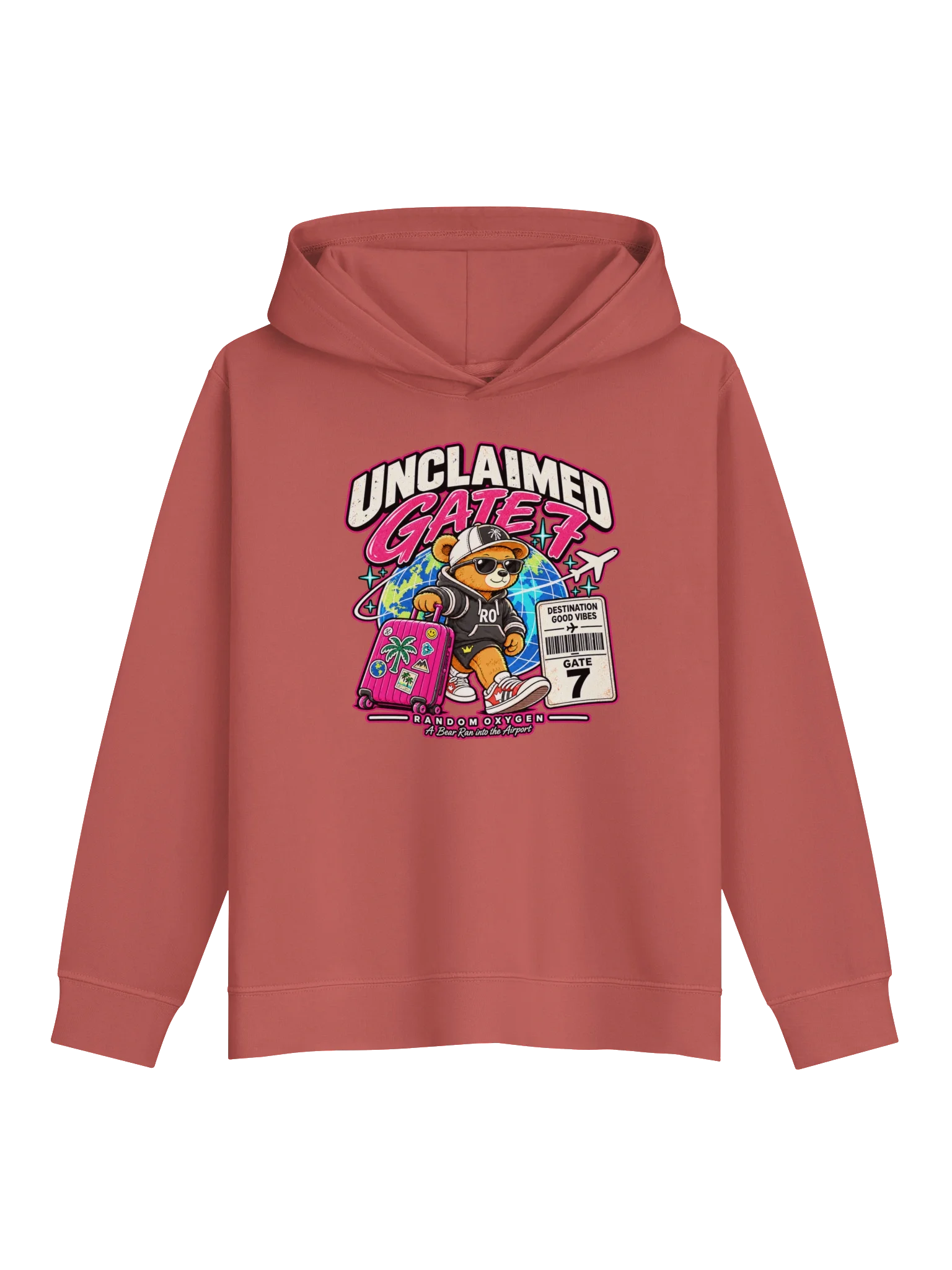 RO Film - A Bear Ran into the Airport - Unclaimed Gate 7 Bear Travel Hoodie