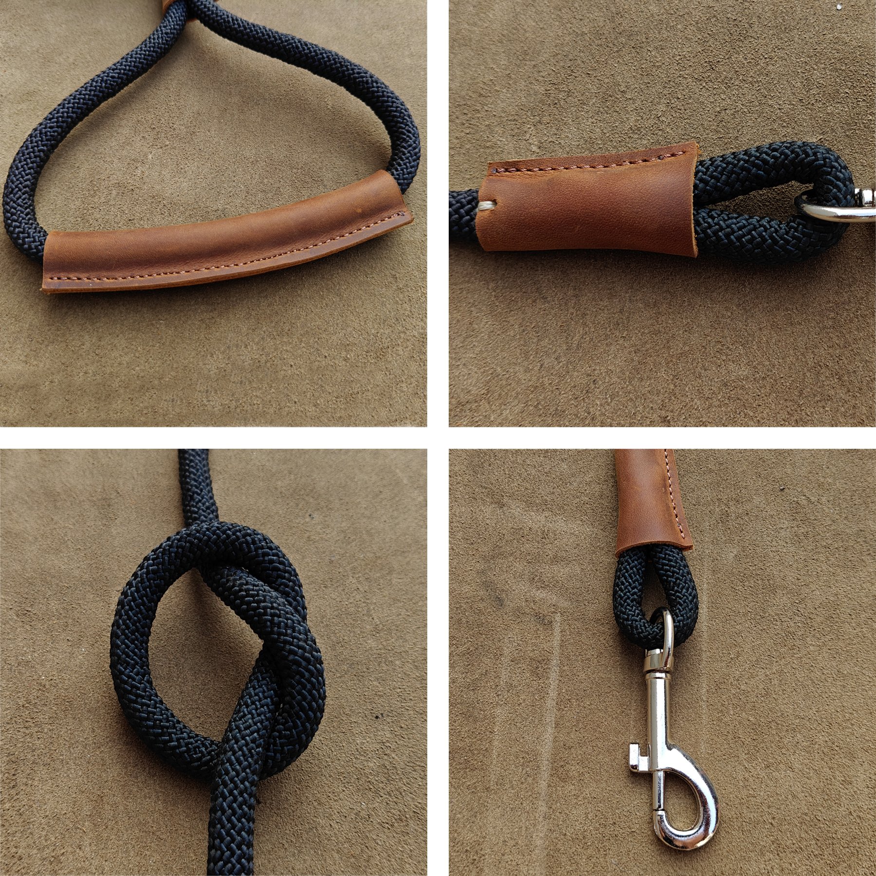 MEEBOY handmade Heavy Duty Nylon Rope Dog Leashes with With comfortable and durable leather handles, dog leash using strong Nylon rope for Small Medium and Large Dogs product image (7)