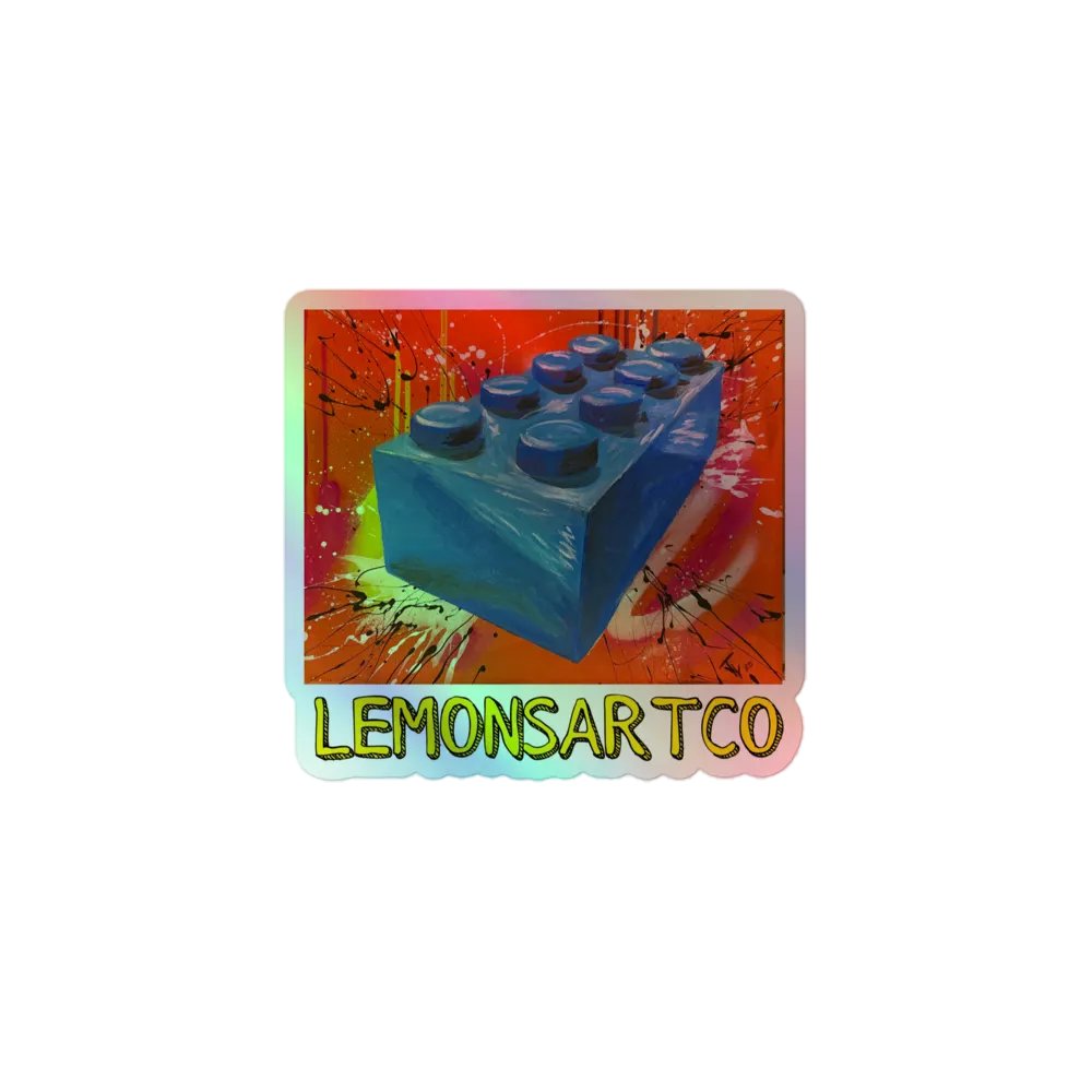 POP Brick (Blue Brick/Red Background) Holographic Sticker product image (1)