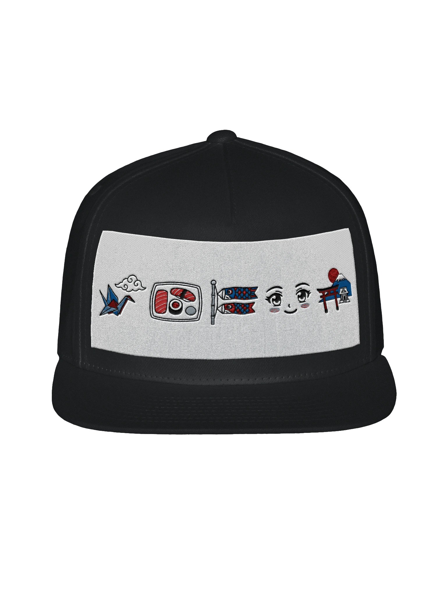 Japanese Iconography Flat Bill Snapback | Minimalist Cotton Twill Anime Hat product image (3)