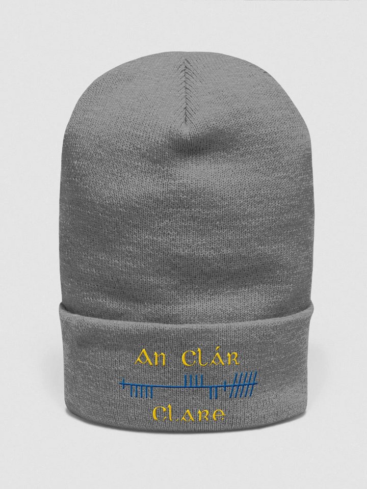 Clare/An Clár, Blue and Gold, Orthodox Style Ogham embroidered Cuffed Beanie product image (11)