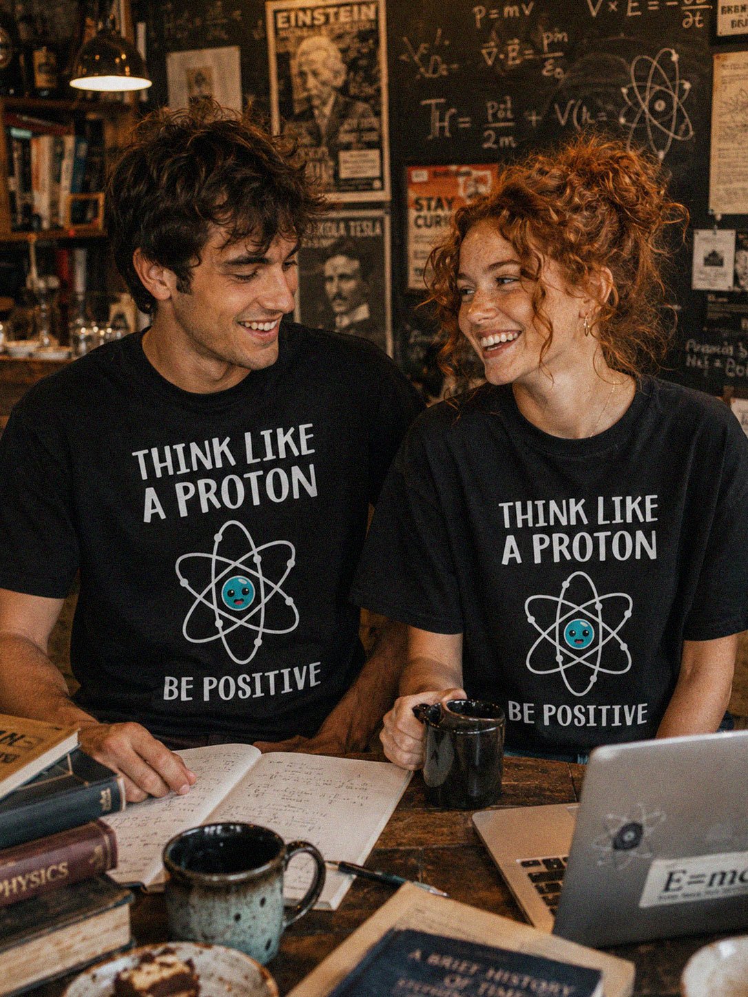 Think Like a Proton T-Shirt | Funny Science Positive Vibes Graphic Tee product image (1)