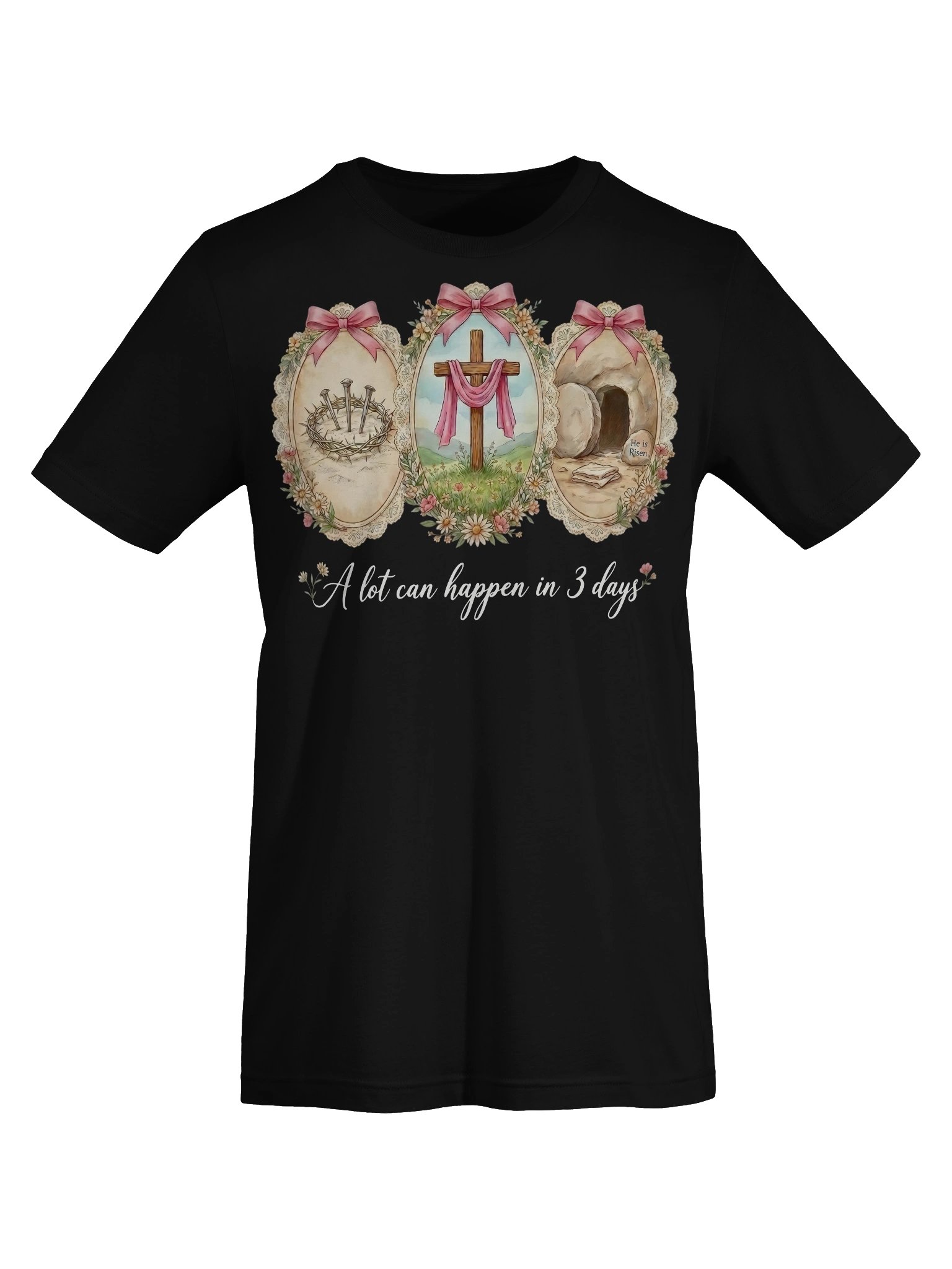 He Is Risen Easter Christian Shirt A Lot Can Happen In 3 Days Women Tee product image (4)