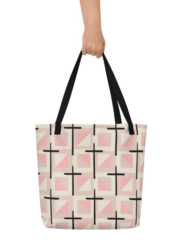 Pink Cross Quilted Patterned Tote Bag product image (1)