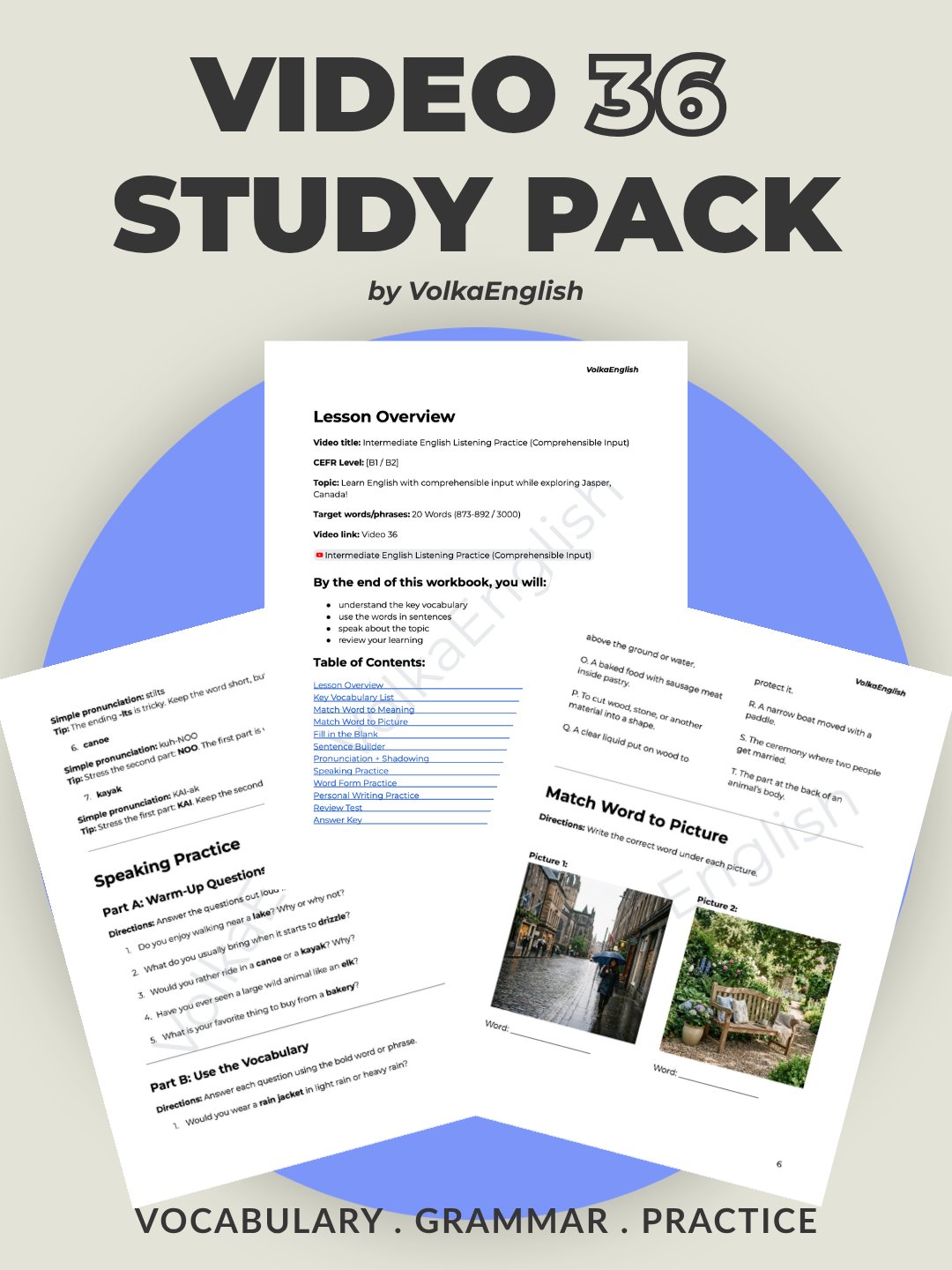 Intermediate English Listening Practice (Comprehensible Input) - Video 36 Study Pack product image (1)