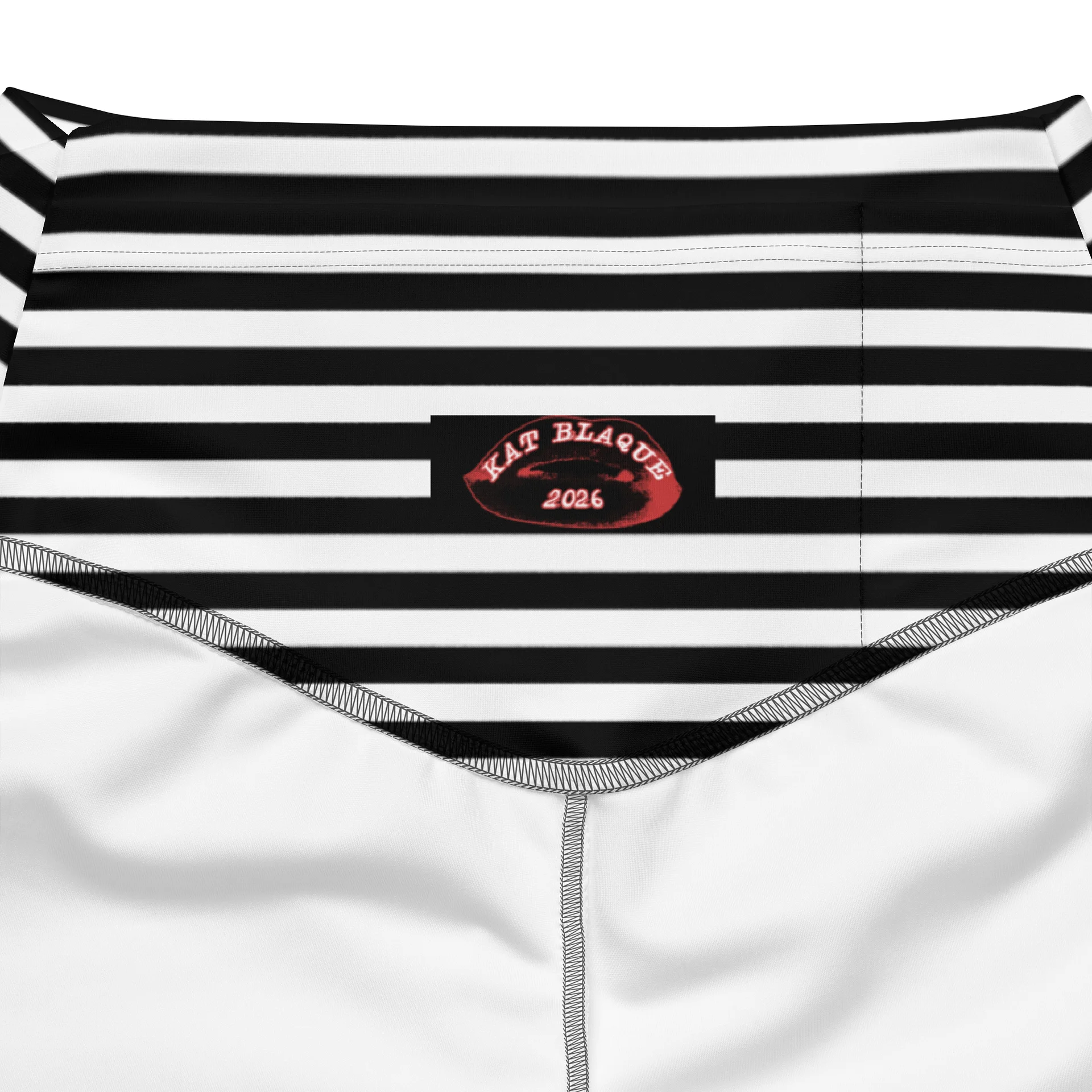 White and Blaque Stripped Kat Skull Flares product image (6)