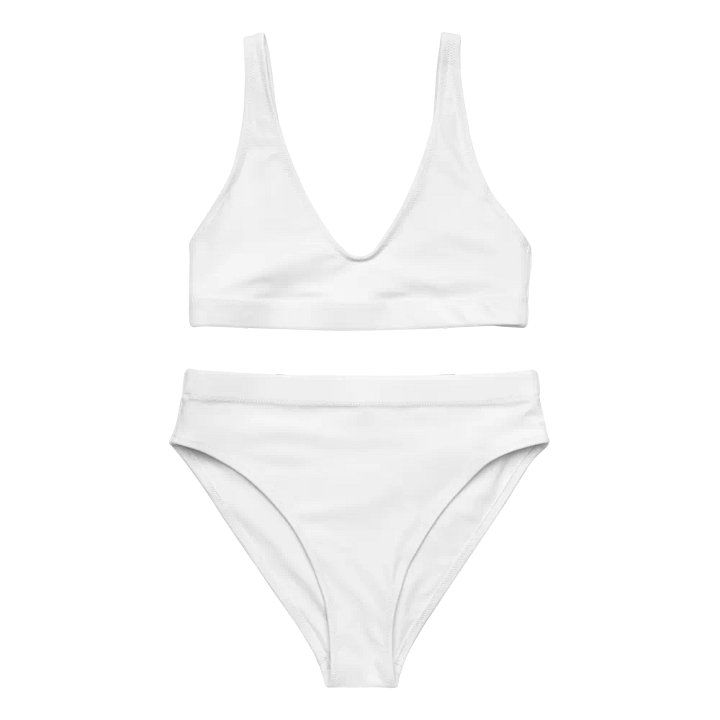 Zenith Eco-Friendly White Bikini Set - Recycled Polyester, Padded Top, High-Waisted Bottom, Sizes XS-3XL product image (1)