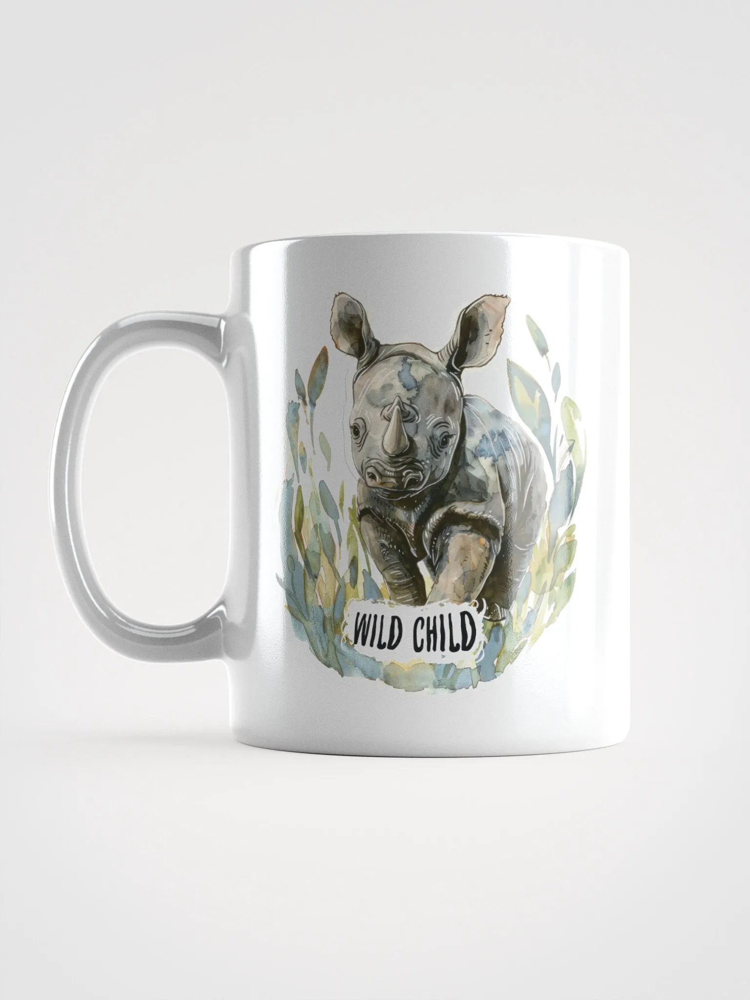 Wild Child Rhino White Glossy Mug product image (5)