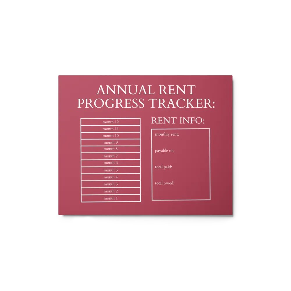 HIGHFALUTIN ANNUAL RENT TRACKER (white design 2) product image (1)