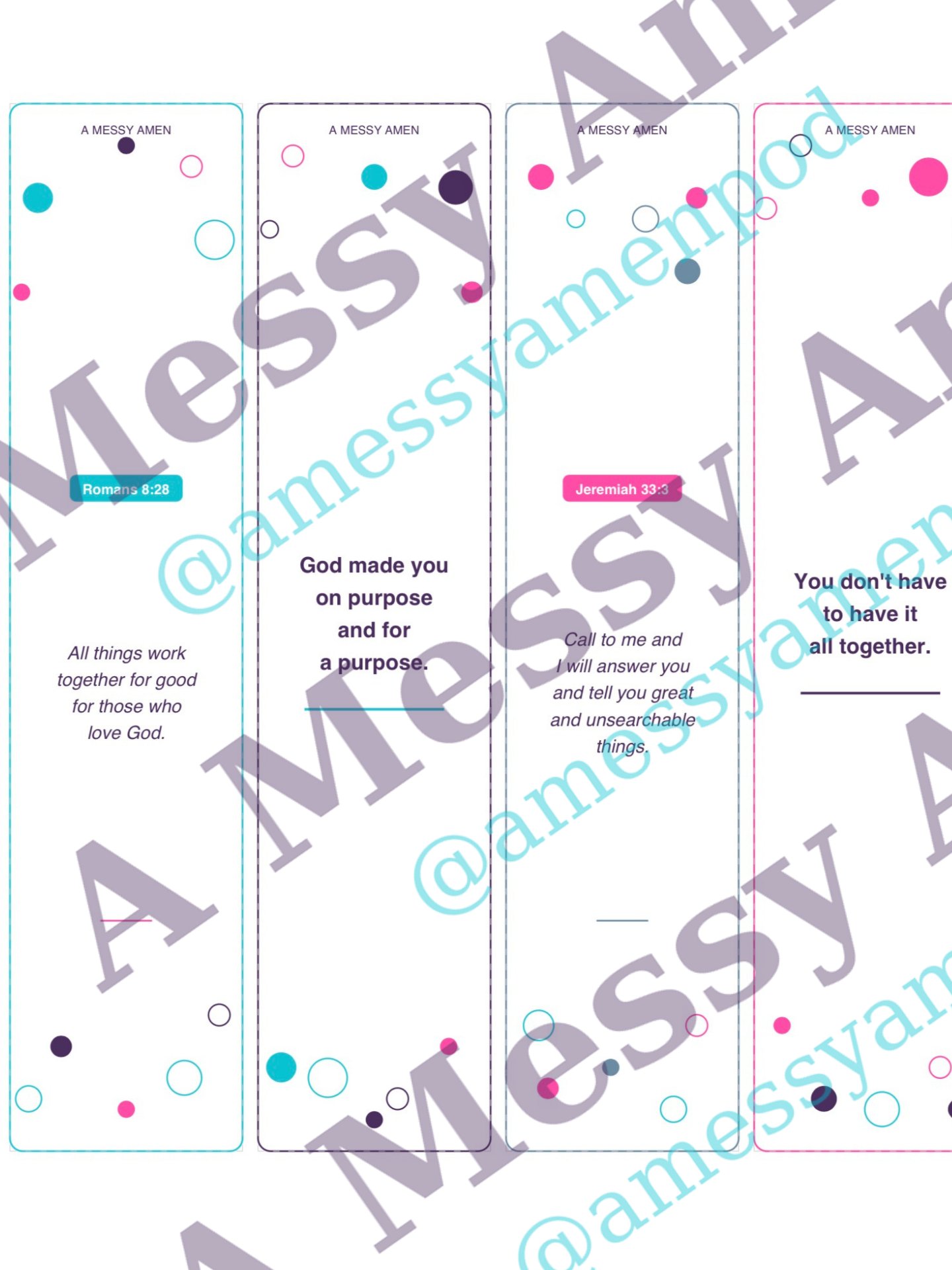 The White Set — A Messy Amen Printable Bookmarks product image (1)