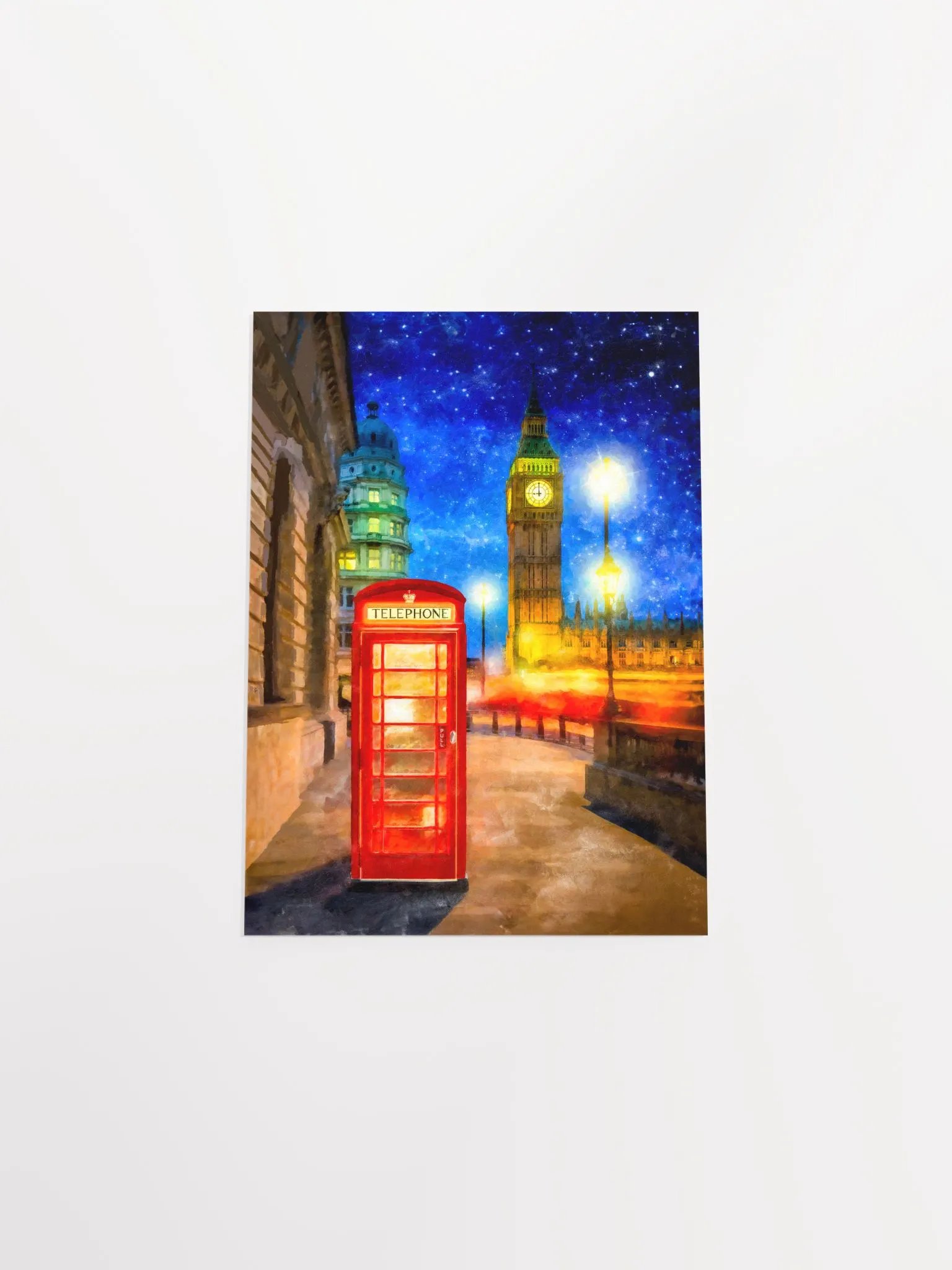 London Phone Box Art – Big Ben At Night Studio Art Print product image (4)