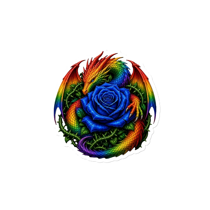 Rainbow Dragon & Blue Rose Die-Cut Magnet product image (2)