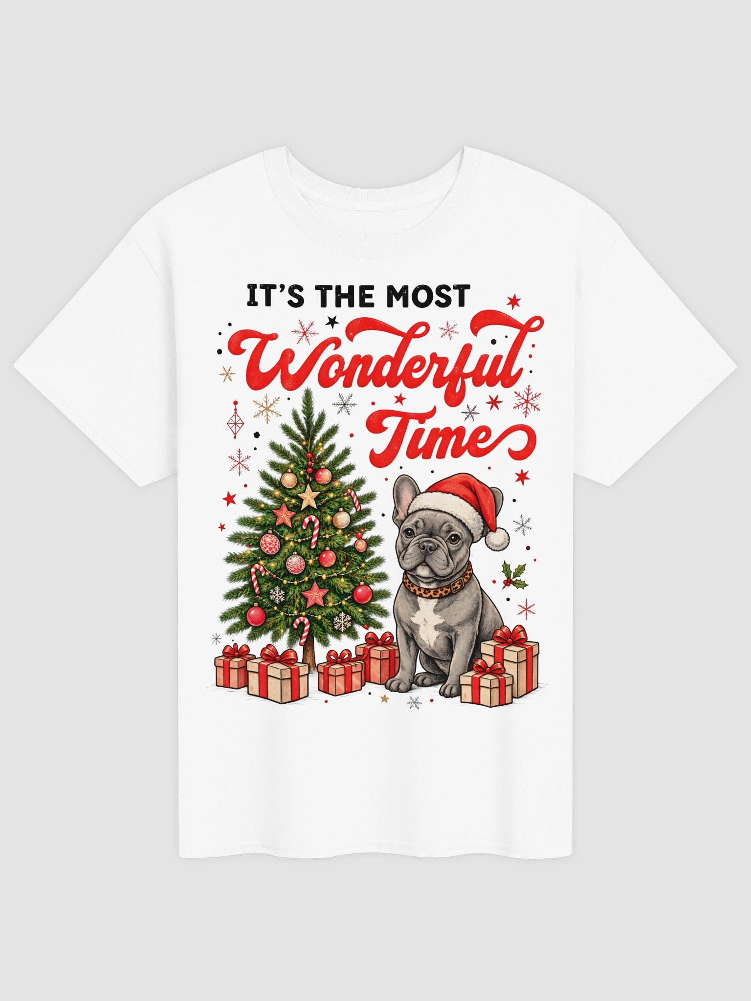 It's The Most Wonderful Time French Bulldog Christmas Shirt - Santa Frenchie Xmas Tree T-Shirt product image (1)