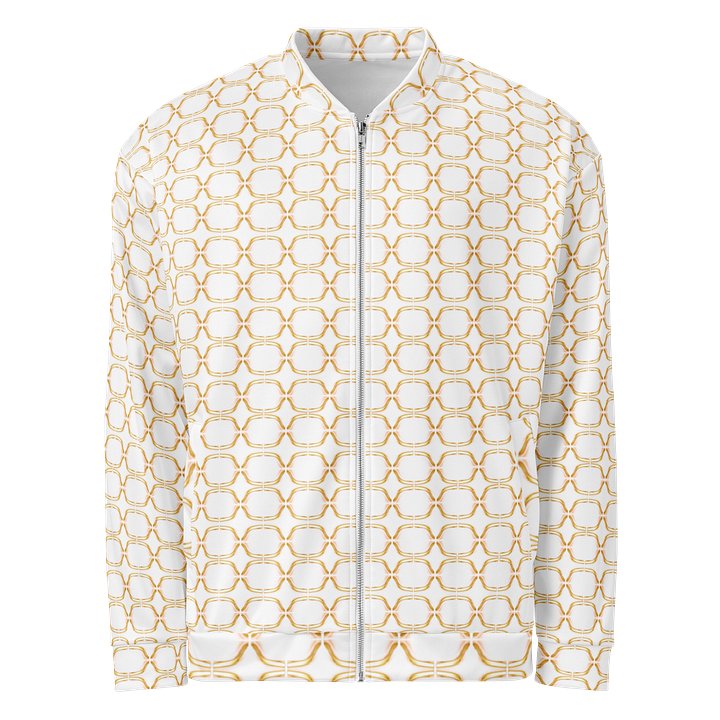 Golden Arabesque Harmony: Modernes Linienmuster Vibrant Geometry All-Over Bomber Jacket product image (2)