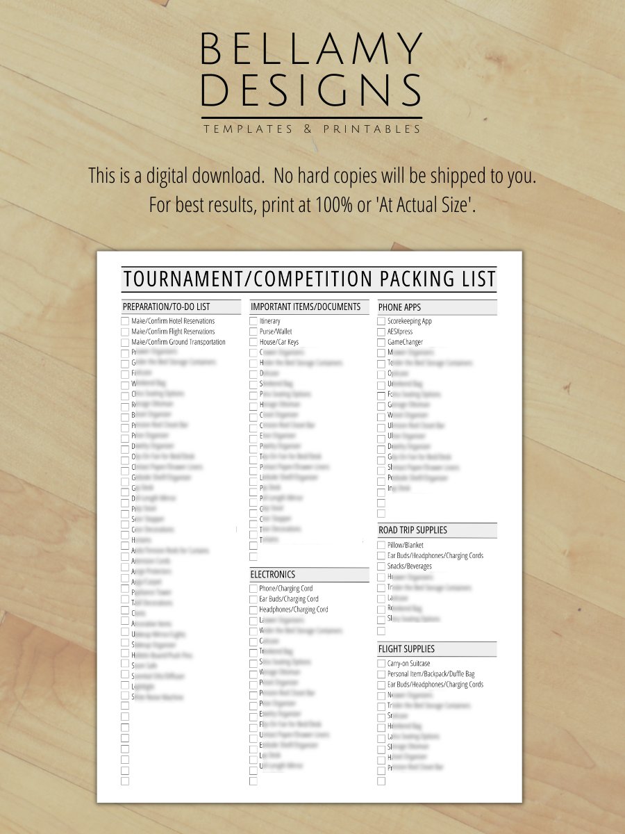 Sports Packing List - Tournaments, Games & Competitions product image (9)