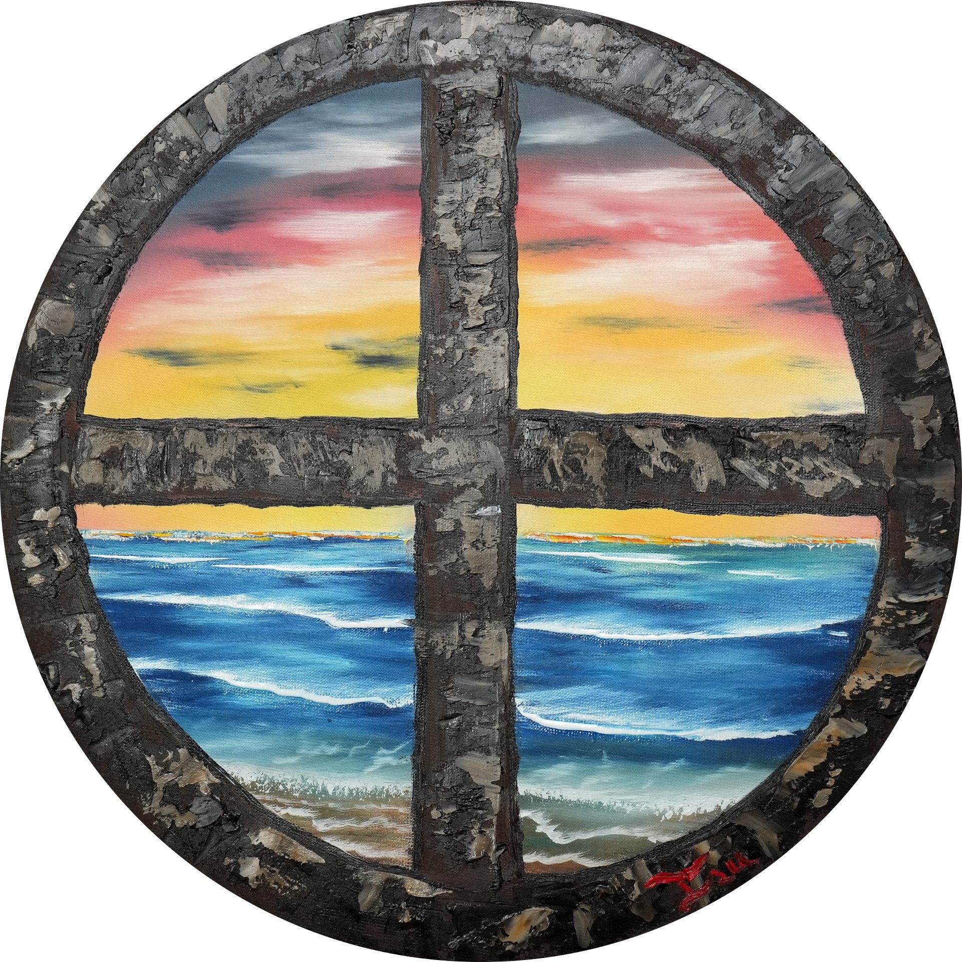 A Windows View (Original) 16in Dia. Circle Canvas product image (1)