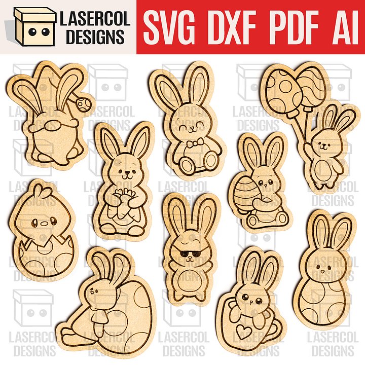 Easter Bunny Paint Kit DIY Cut Outs Set 5 - Laser Cut Files product image (1)