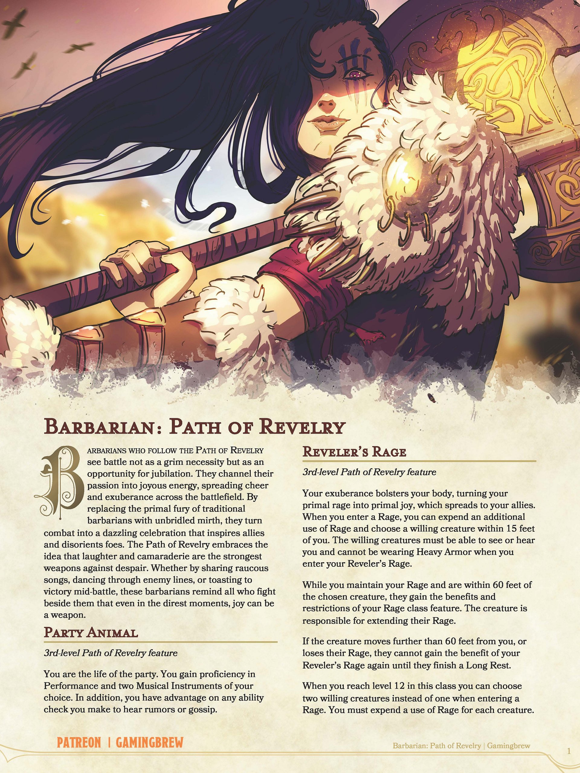 Path of Revelry | 5E Barbarian Subclass product image (2)