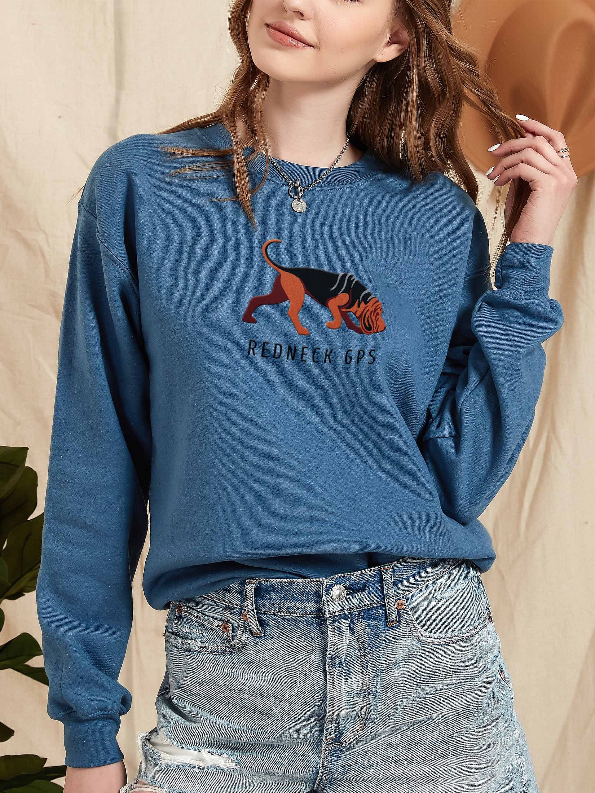 Redneck GPS Sweatshirt (Embroidered) of a Bloodhound(Black & Tan) product image (2)