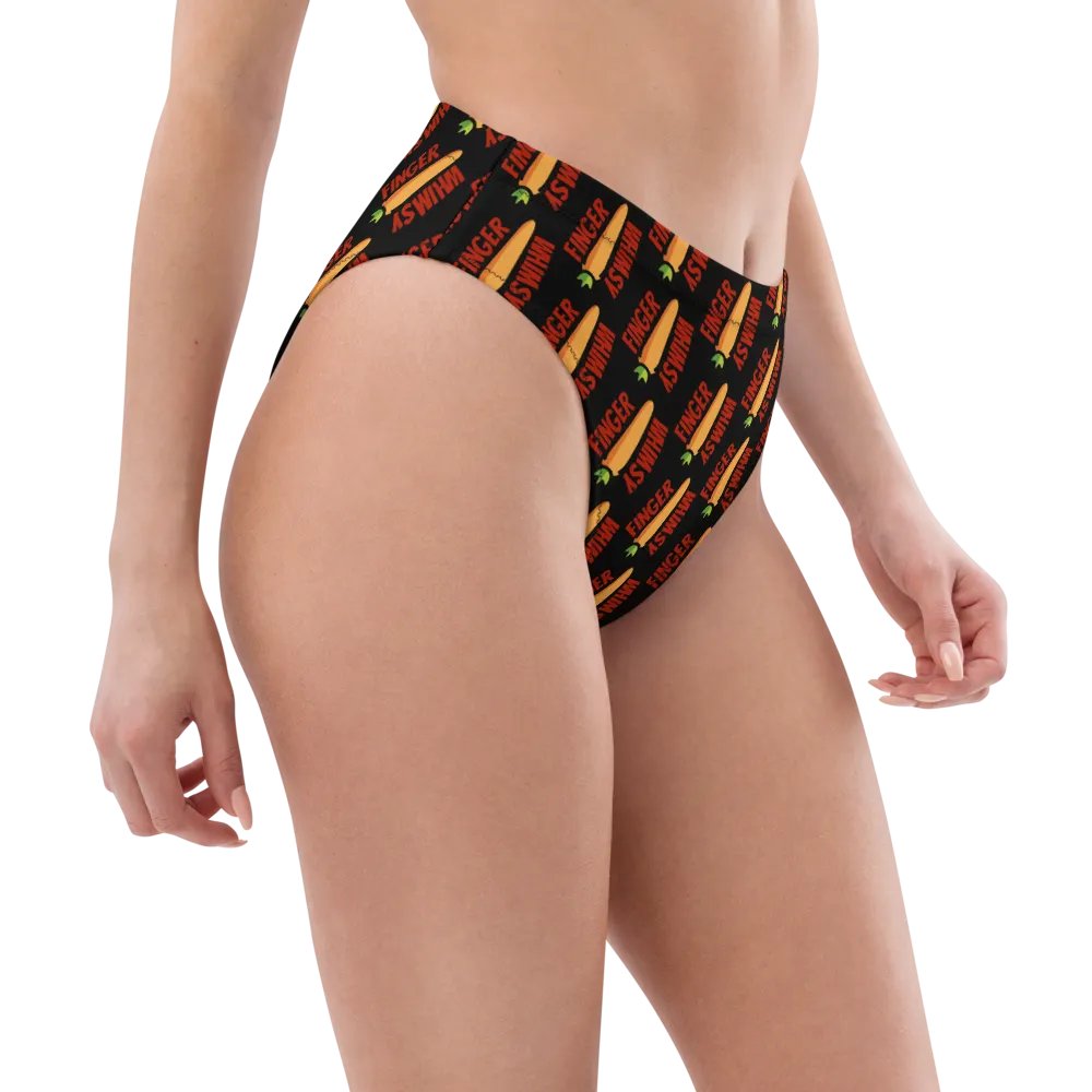 Finger Whimsy (BLK) High-Waisted Bikini Bottoms product image (6)