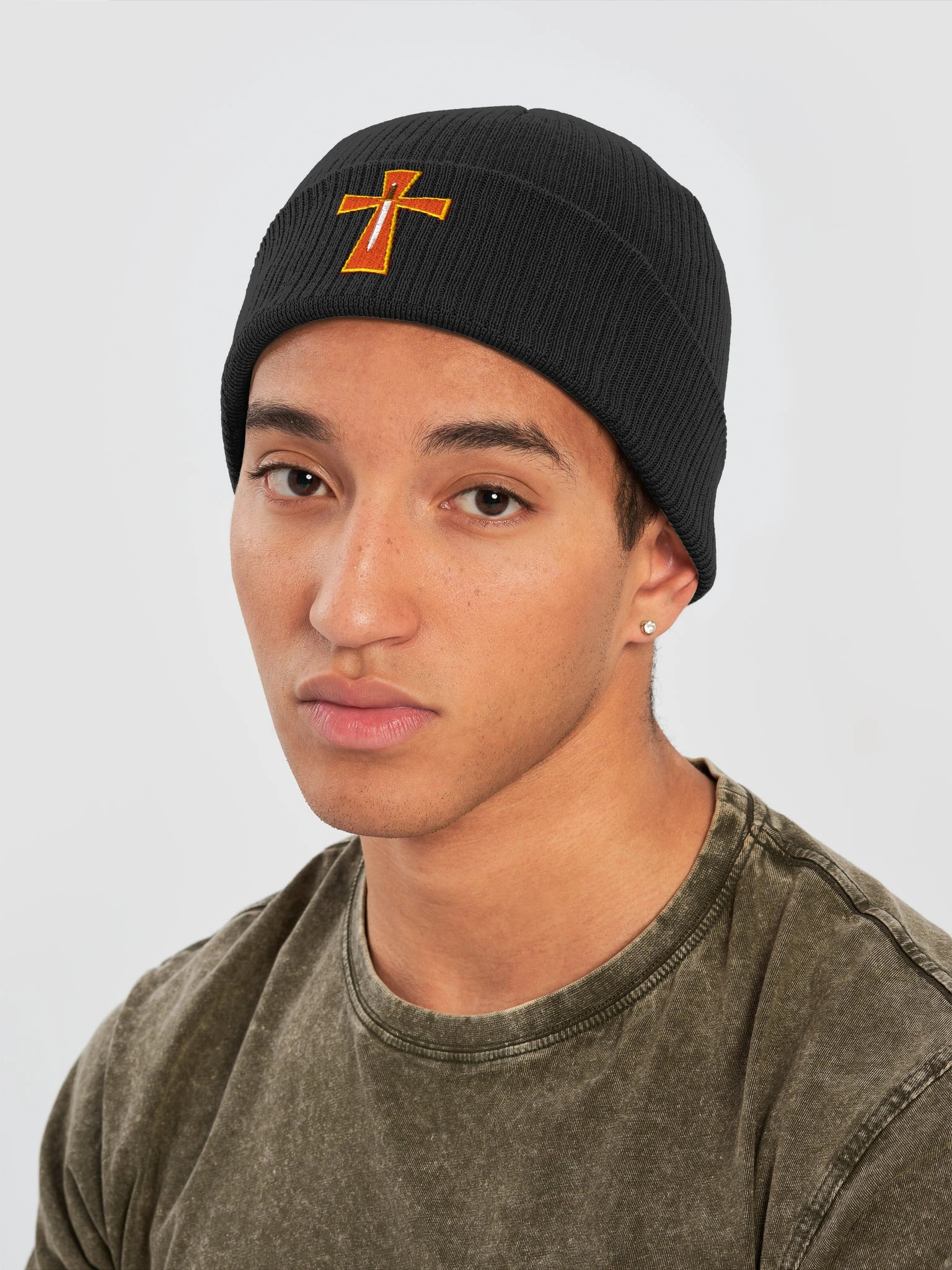 Orange Cross Embroidered Organic Beanie product image (18)