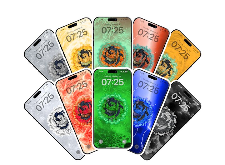Chromatic and Metallic Dragons Phone Wallpaper Pack product image (1)