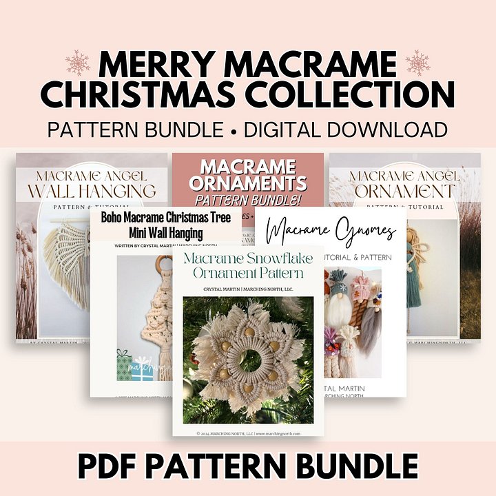 Merry Macrame Christmas Collection | 17 Ornament Patterns & Wall Hangings (Digital PDF Patterns) product image (1)