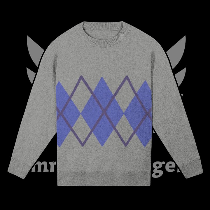 Argyle Gray Knitted Relaxed Sweater product image (1)