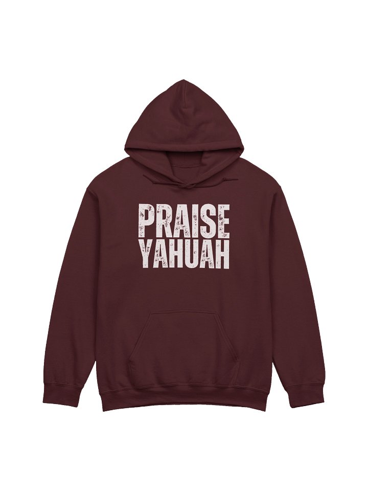 PRAISE YAHUAH Distressed Style Hoodie | Sacred Name Hebrew Faith Apparel product image (1)