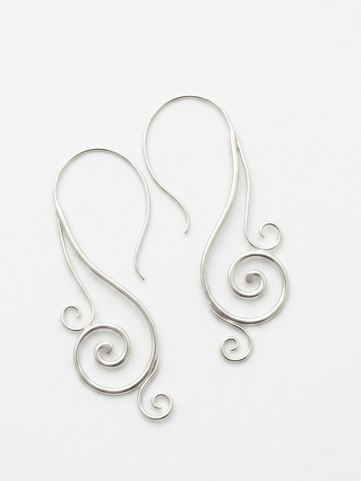 925 Silver Swirl Dangle Earrings - Minimalist Boho Spiral Drop product image (1)