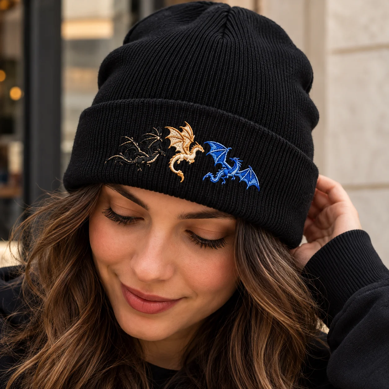 Embroidered Halloween Beanie, Spooky Bat Hat, Gothic Winter Beanie, Cute Halloween Hat, Witchy Fall Accessory, Halloween Gift product image (20)