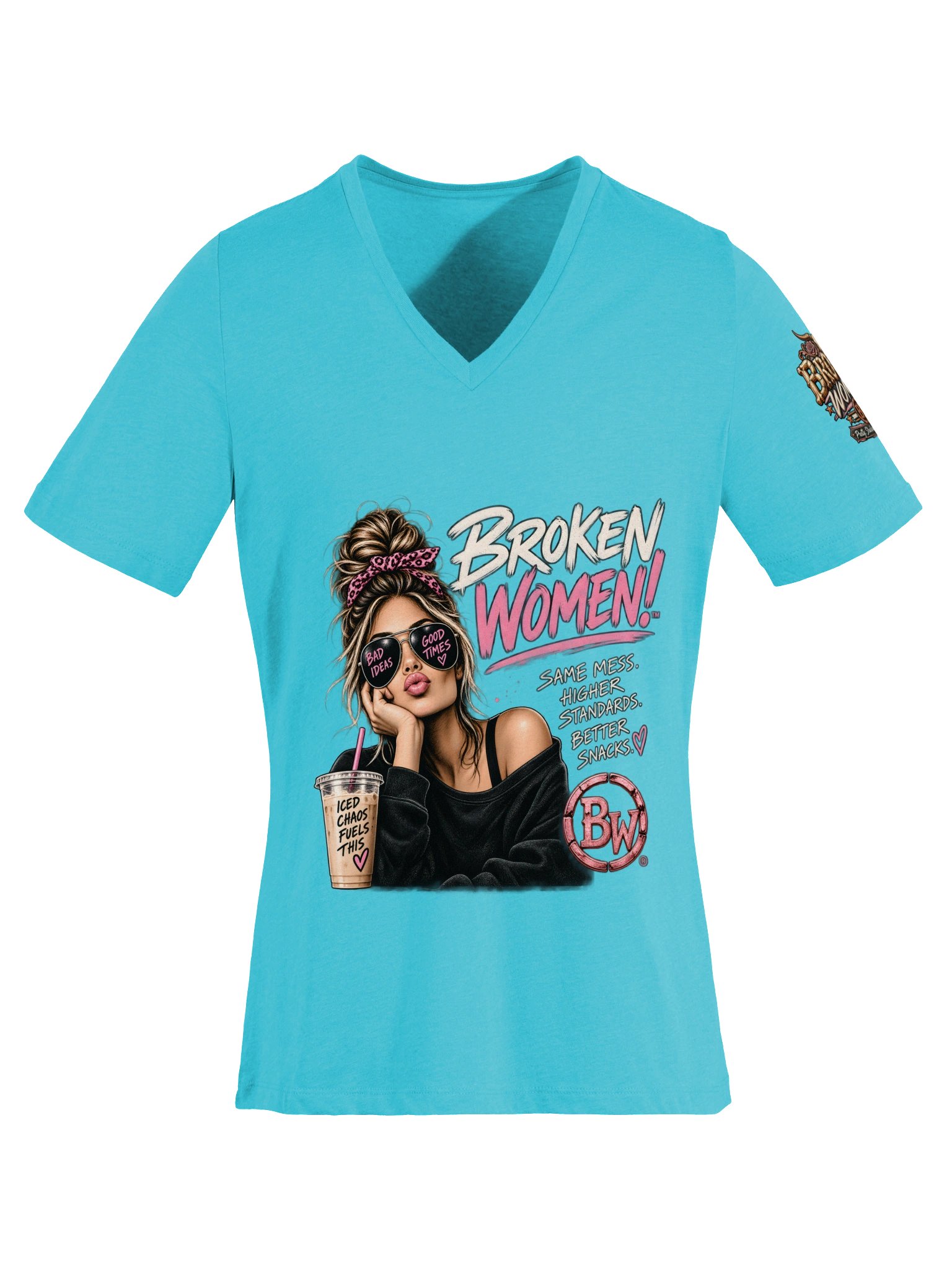 Funny Women's V-Neck Shirt — Same Mess, Higher Standards, Better Snacks | Broken Women!™ product image (6)