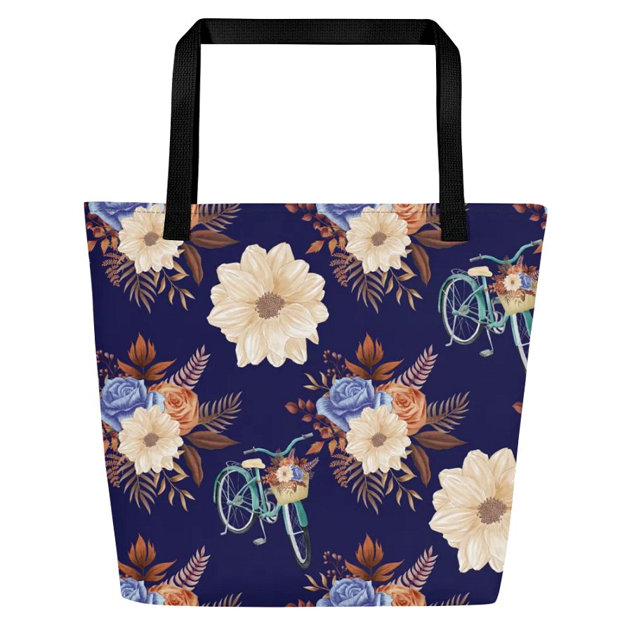 Retro Blue Blossom Tote Bage product image (2)