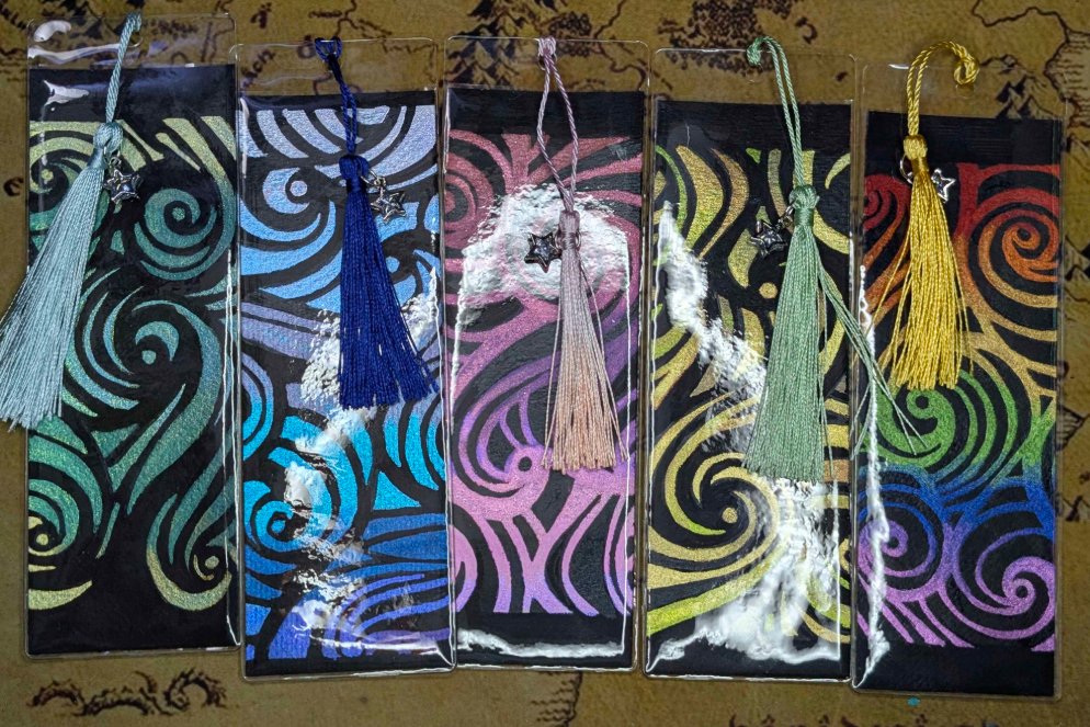Watercolor Bookmark: Shimmering Swirls product image (1)