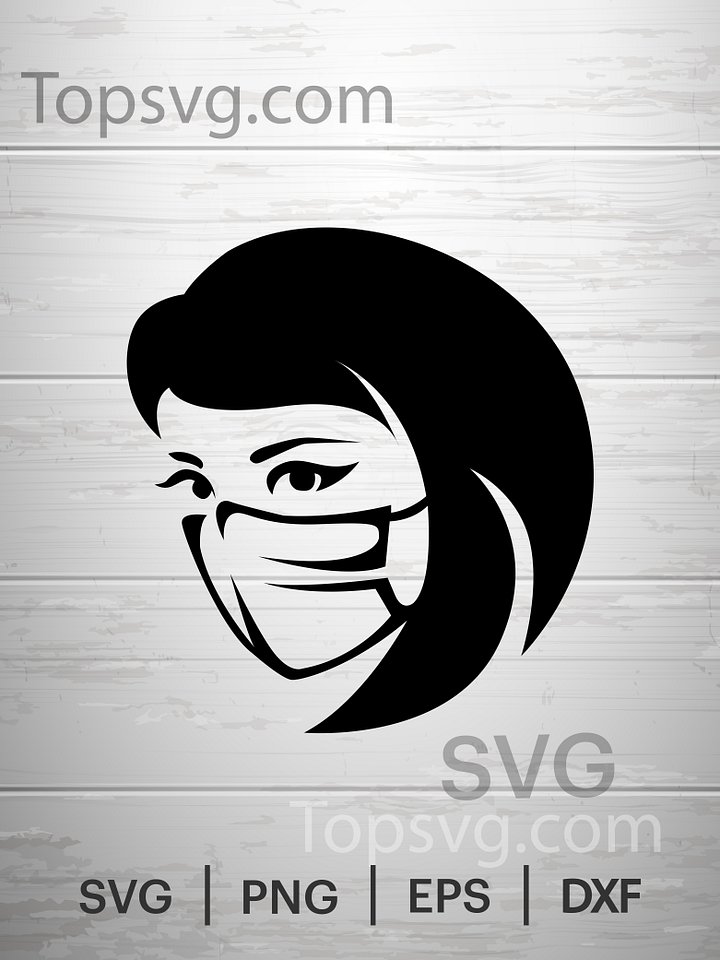 Face mask SVG, Eyelash Quarantine Vector Clipart, Wearing a Face Mask SVG Download, corona svg, women face shirt SVG, Cricut Cutting File product image (1)
