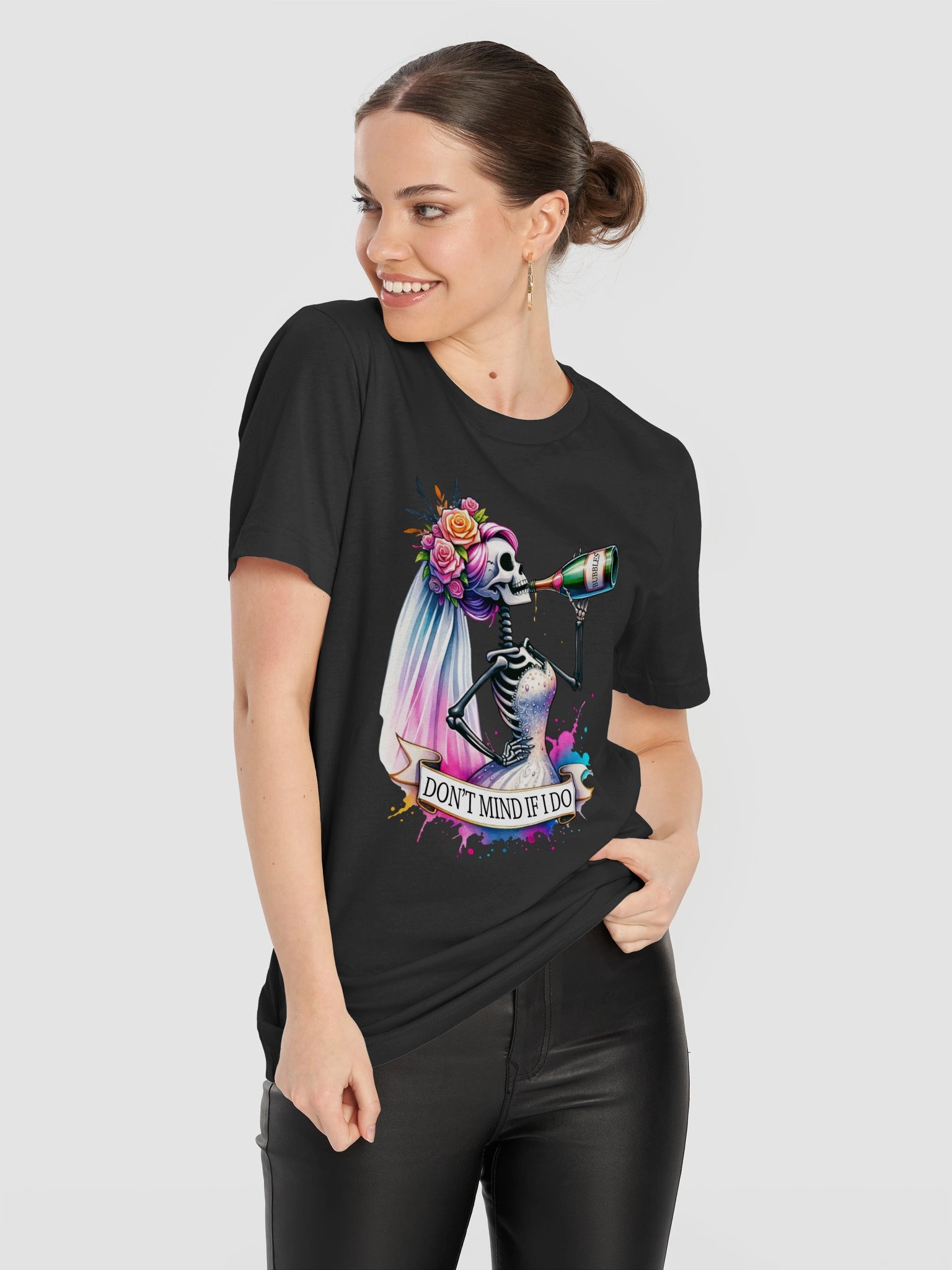 Don't Mind If I Do Bride T-Shirt | Funny Skeleton Bride Wedding Tee product image (101)