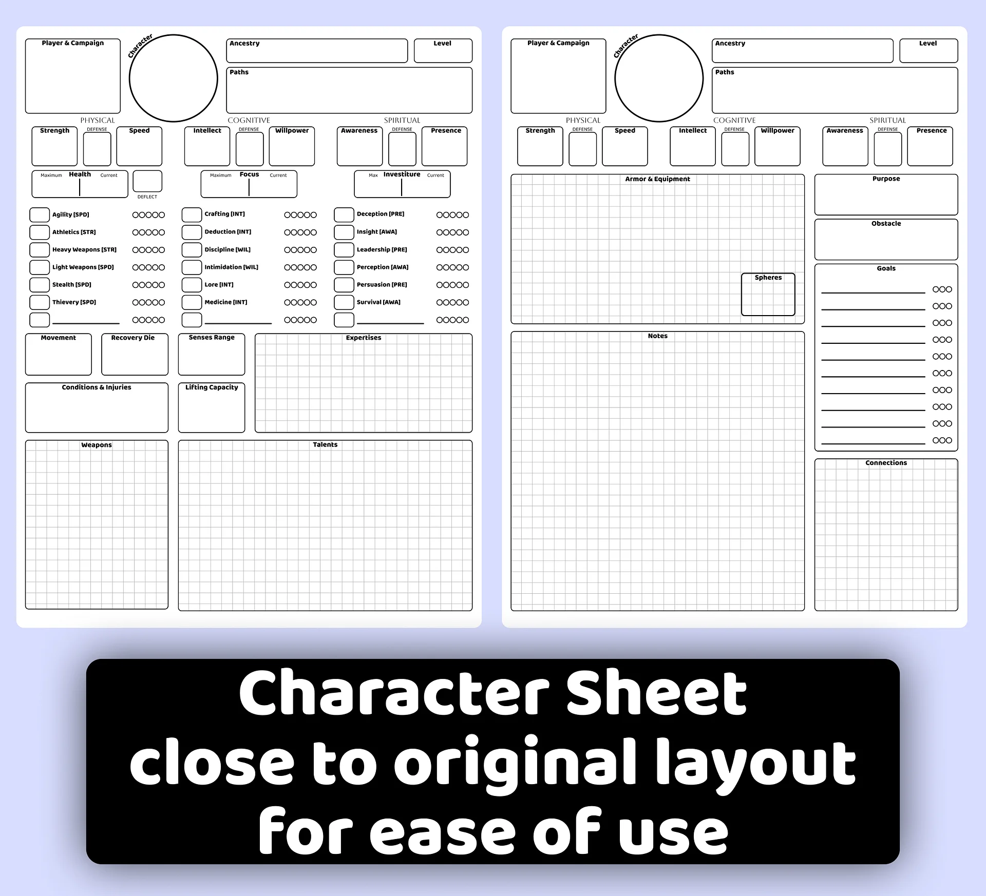 Cosmere / Stormlight TTRPG Character Sheet & Journal product image (2)
