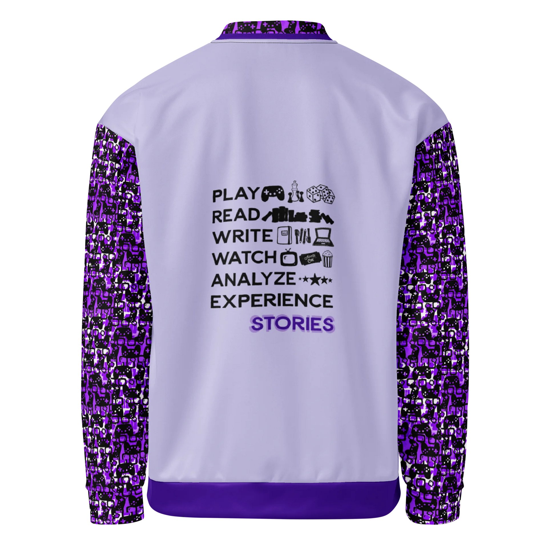 Experience Stories Unisex Bomber Jacket (Purple, Melrose, and Black) product image (2)