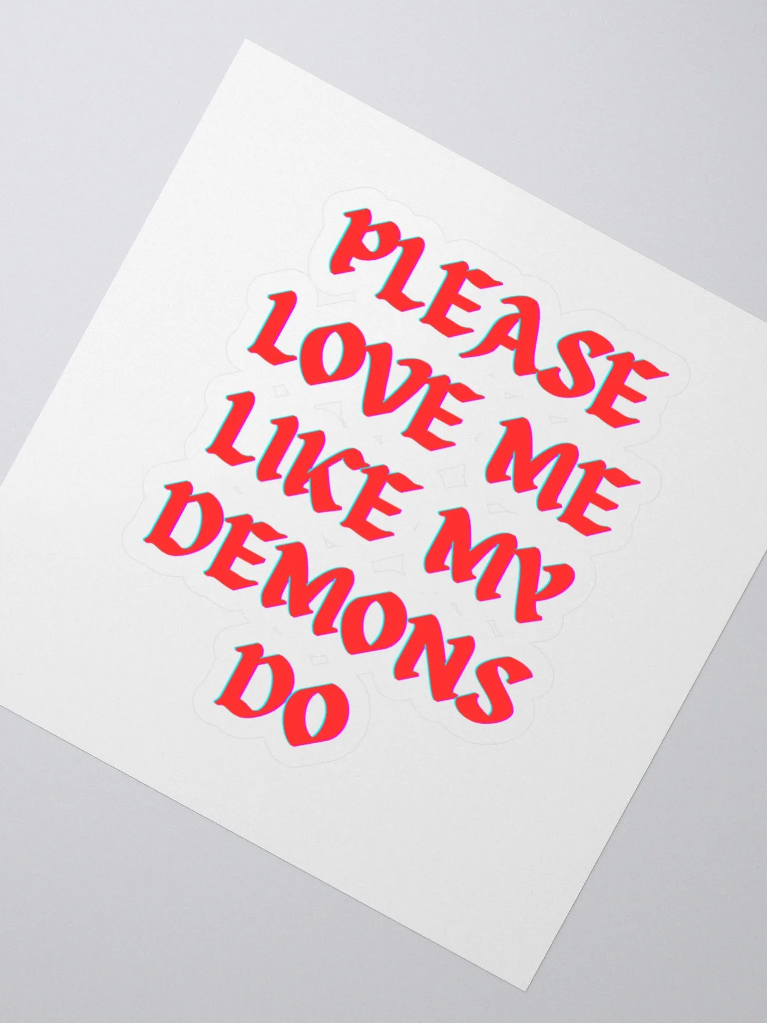 Love Me Plz Kiss Cut Sticker (Red Text) product image (2)