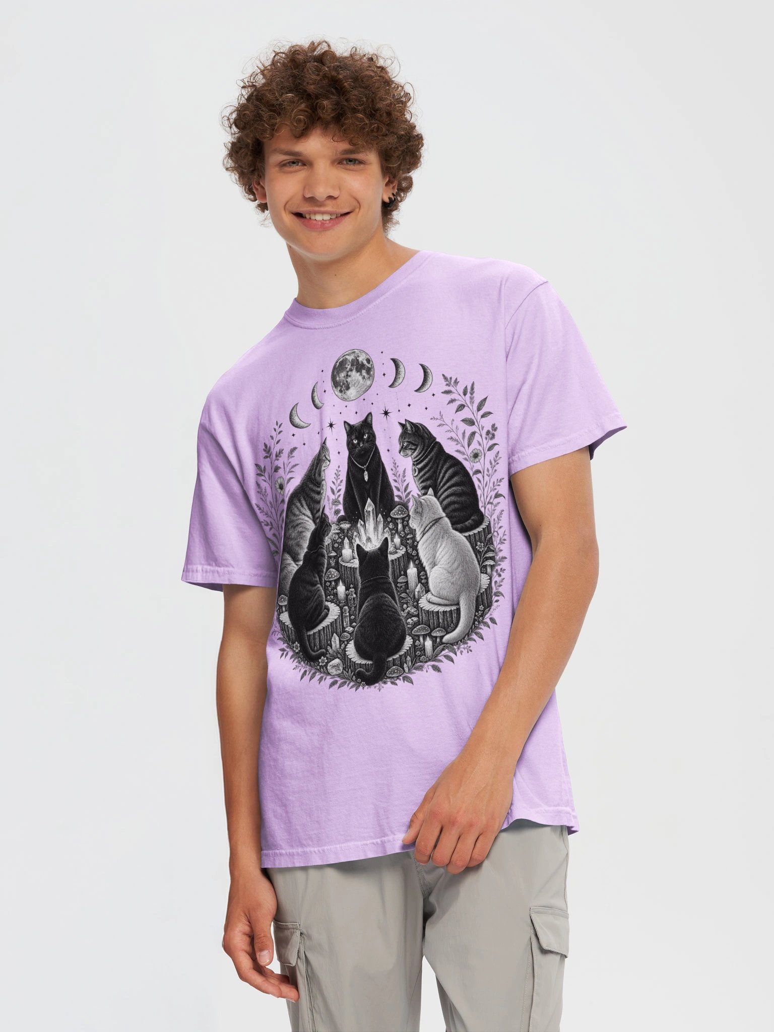 Celestial Cat Coven T-Shirt | Witchy Moon Phase product image (2)