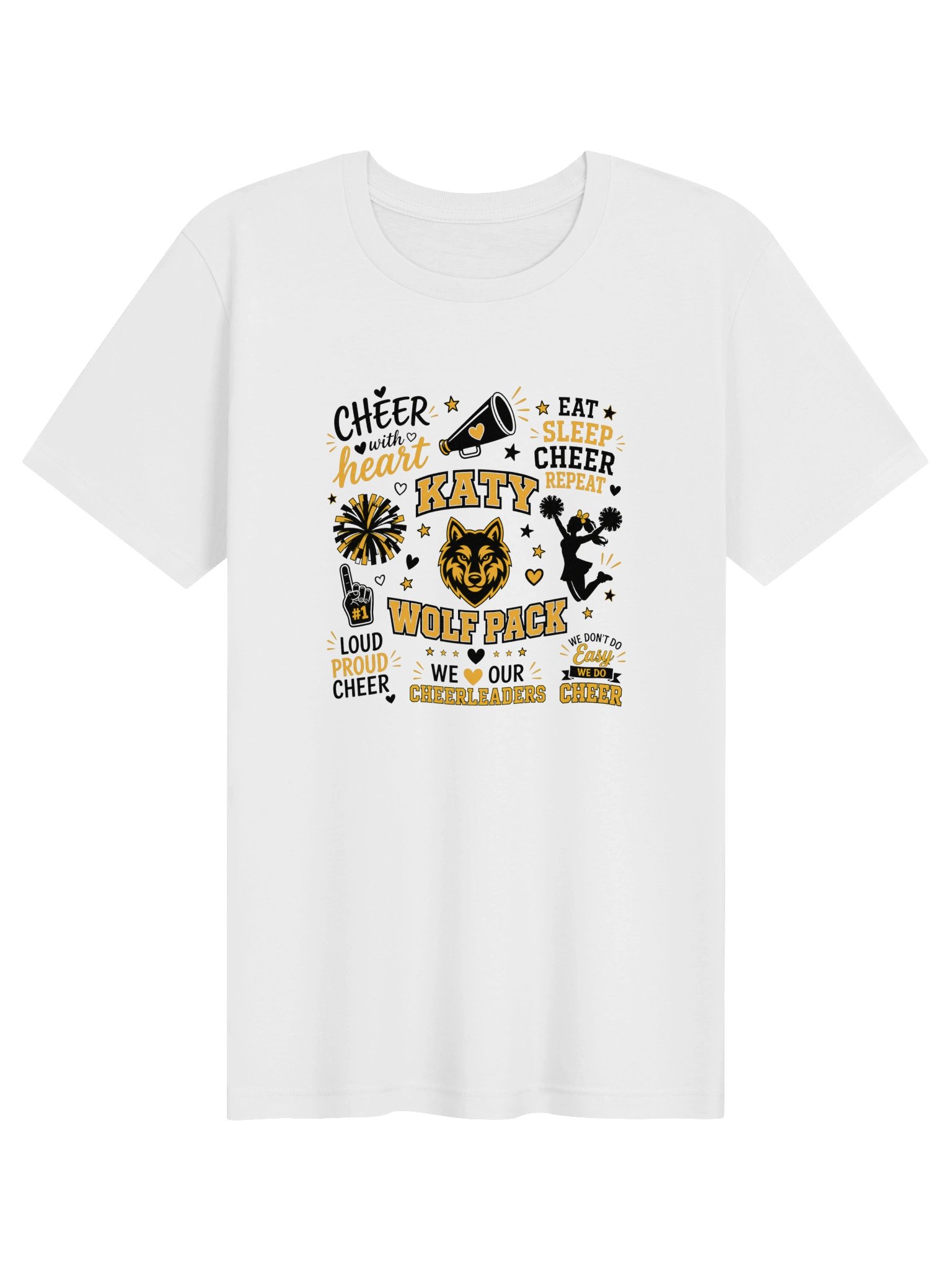 Katy Wolf Pack Cheer T-Shirt-White, Gray, Silver product image (31)