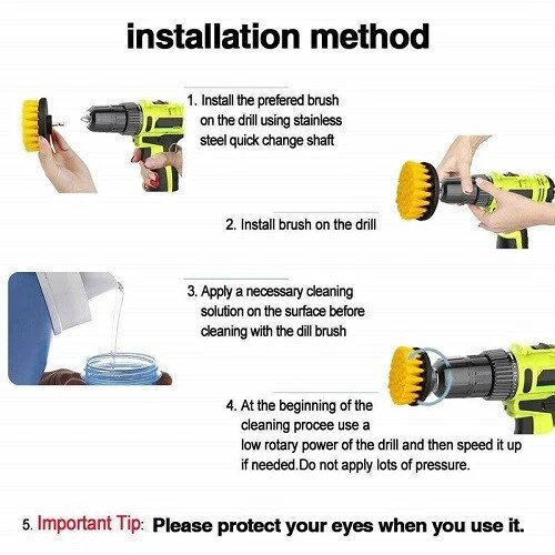 3 Piece Drill Brush Kit Power Scrubber for Tile Grout Shower Tub Wall product image (8)
