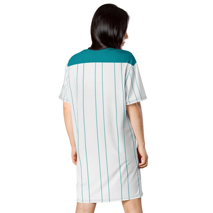 Teal & White Striped Oversized T-Shirt Dress | TDS Music product image (2)