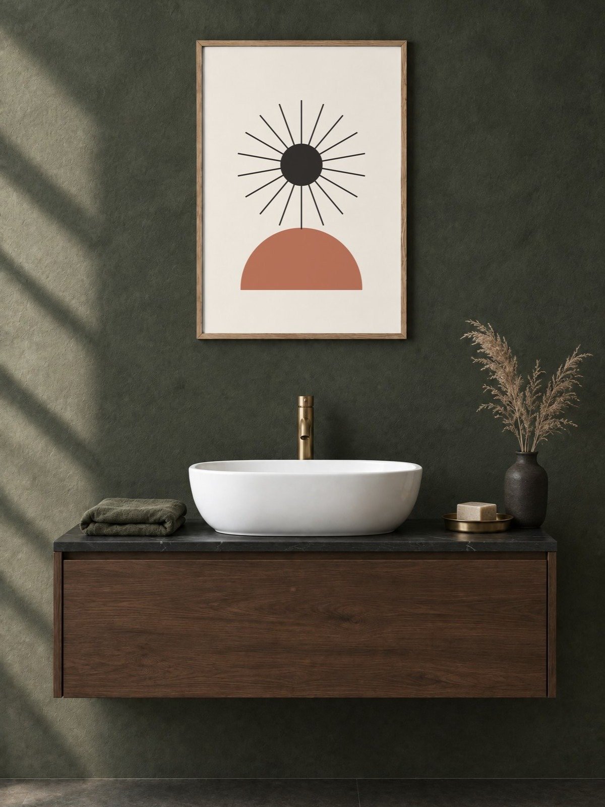 Charcoal Sun Print | Earthy Bathroom Wall Art product image (2)