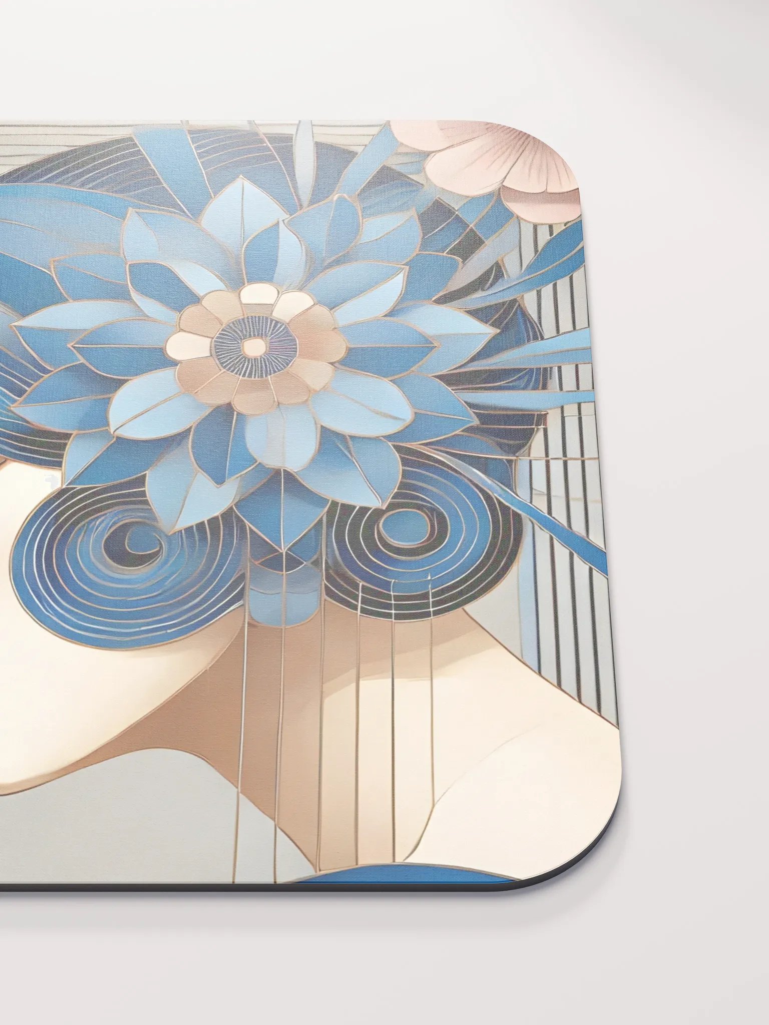 Art Deco Blue Floral Mouse Pad product image (6)