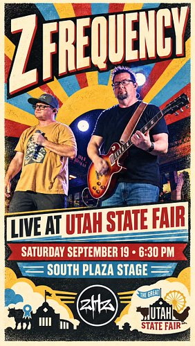 See y’all there! Z Frequency live at the 2026 Utah State Fair-South Plaza Stage, Saturday 19th, at 6:30pm #zfrequency #utahst...