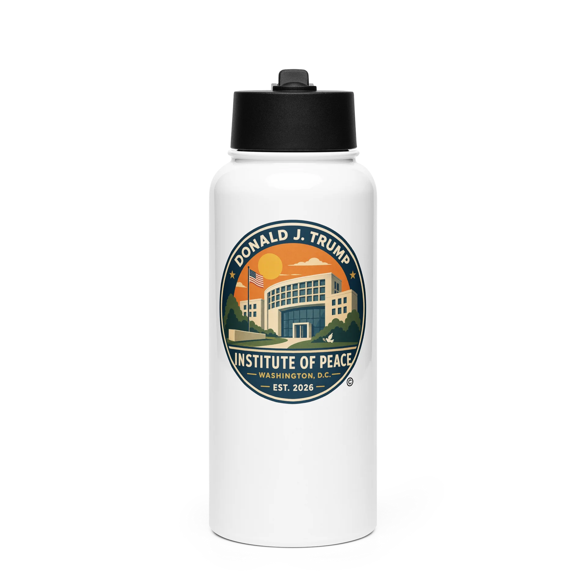 Stainless Steel Water Bottle with a Straw Lid - Donald J. Trump Institute of Peace™ product image (1)