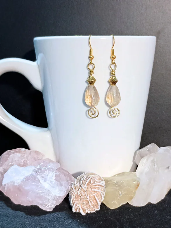 Glow-Up Energy! Citrine Pendant & Earrings | Gold-Tone Set | "Champagne & Lies" product image (2)