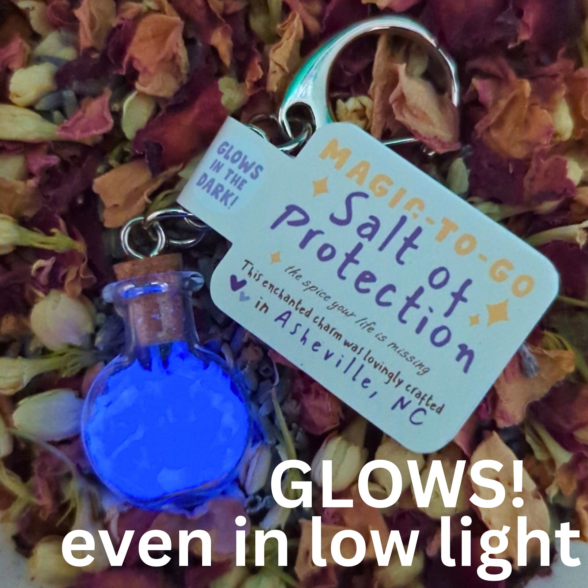 Glowing (Protection) Salt in a Mini Potion Bottle - Keychain / Bag Charm ~ Made in AVL product image (1)