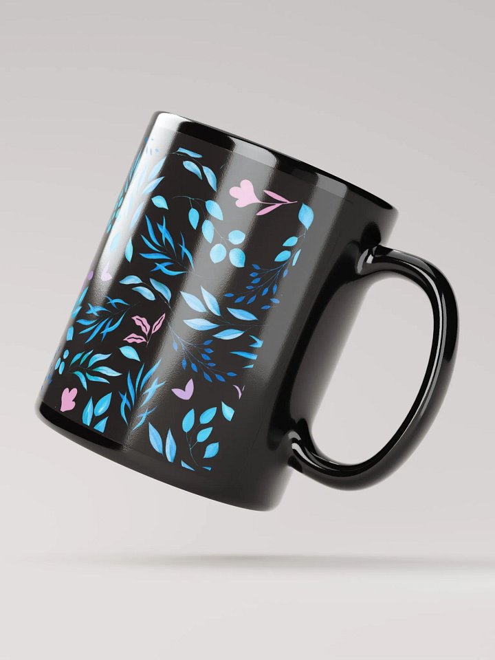 Blue And Purple Leaves Artistic Design Black Mug product image (3)